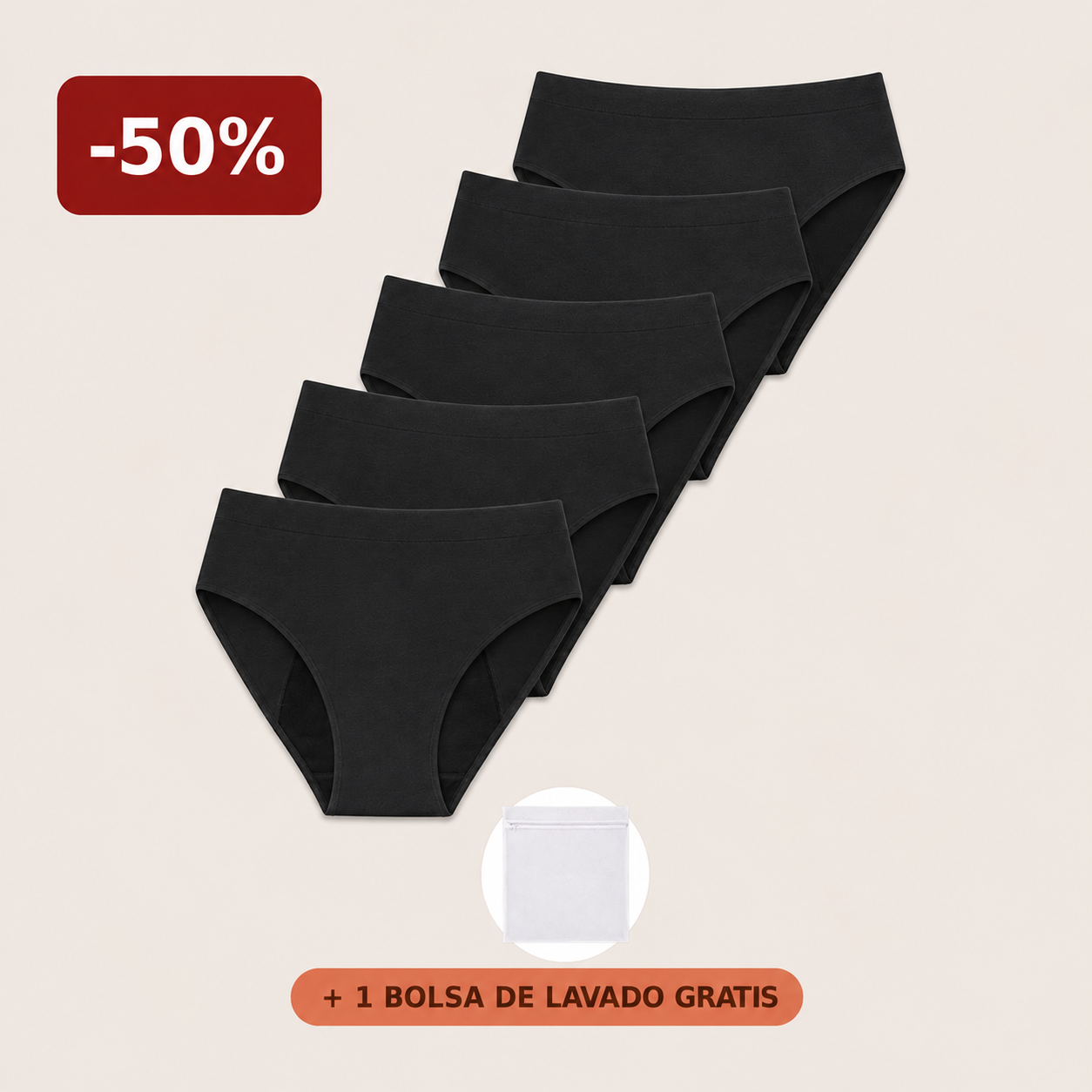 Rosa's Invisible — Bragas Antifugas Sin Costuras (Pack de 5)