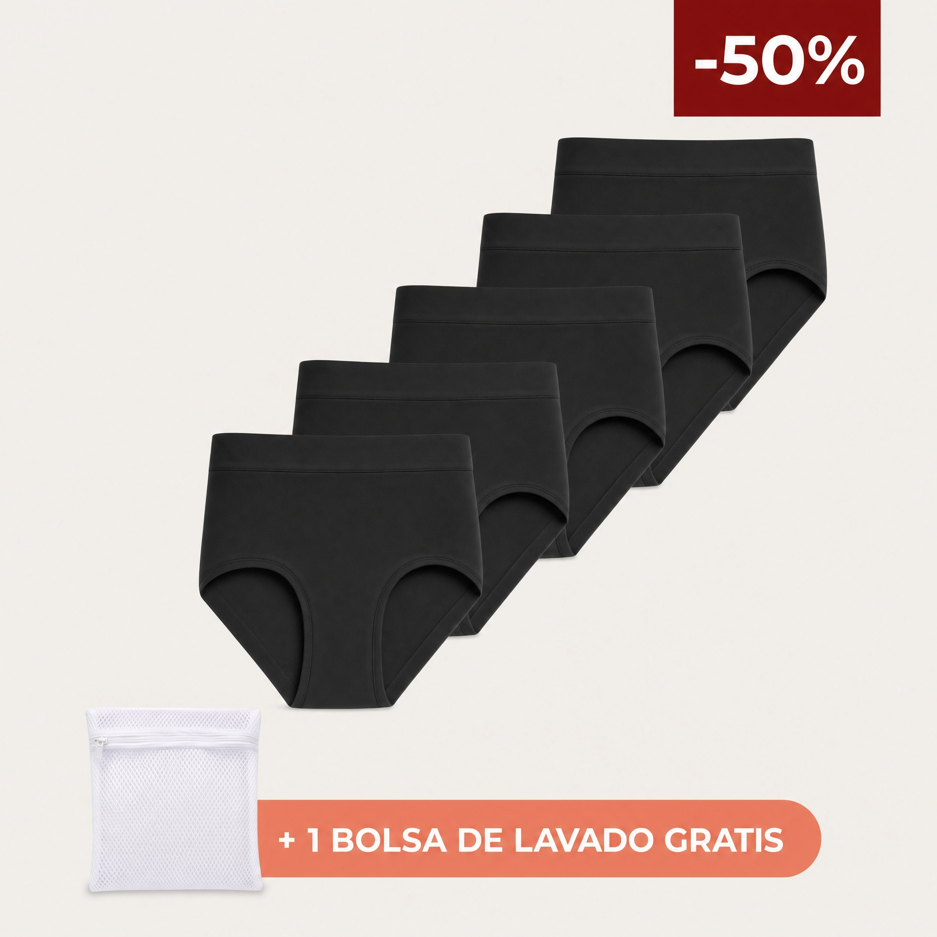 Rosa's Alta — Bragas Antifugas Cintura Alta (Pack de 5)