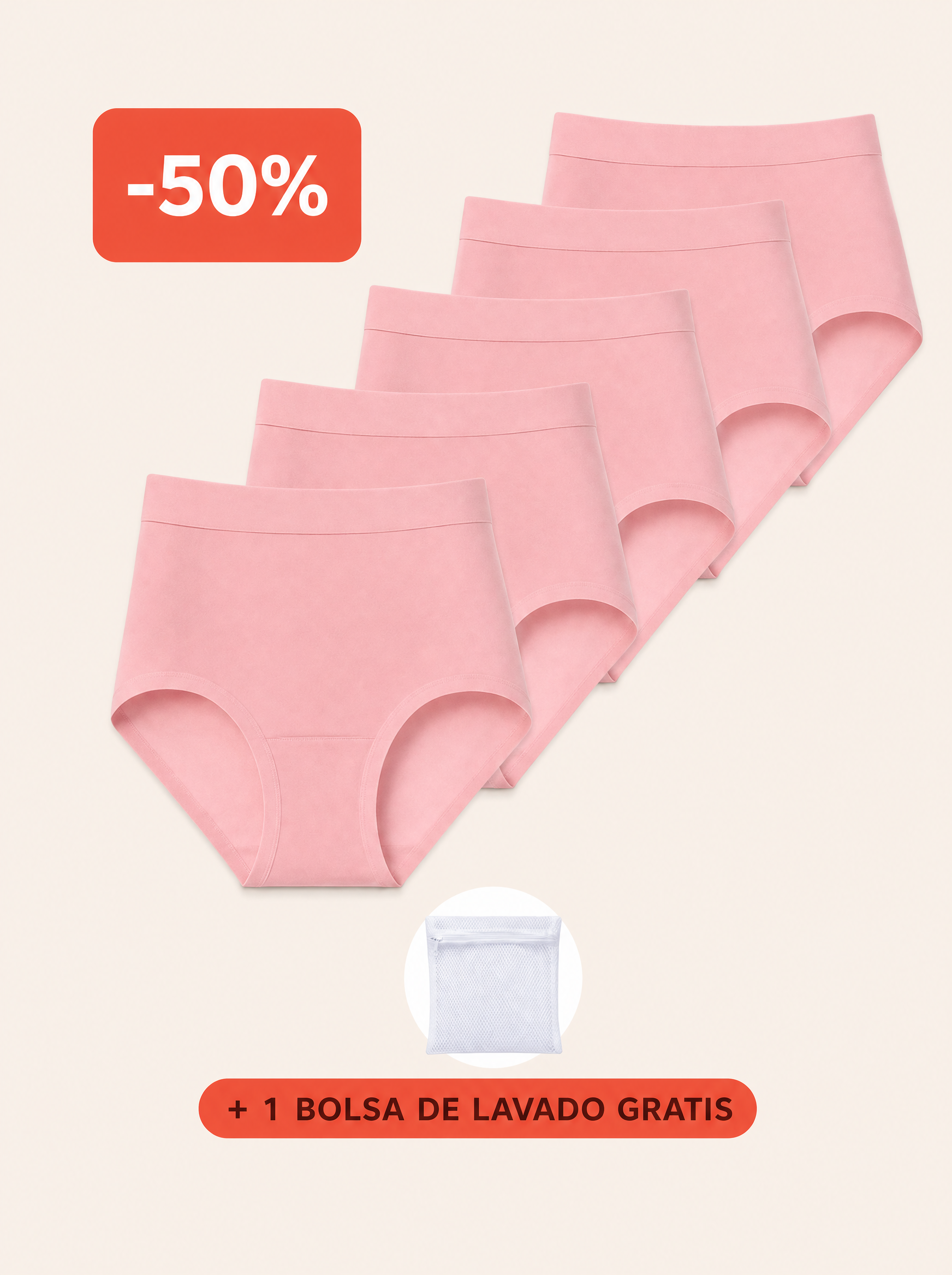 Rosa's Alta — Bragas Antifugas Cintura Alta (Pack de 5)