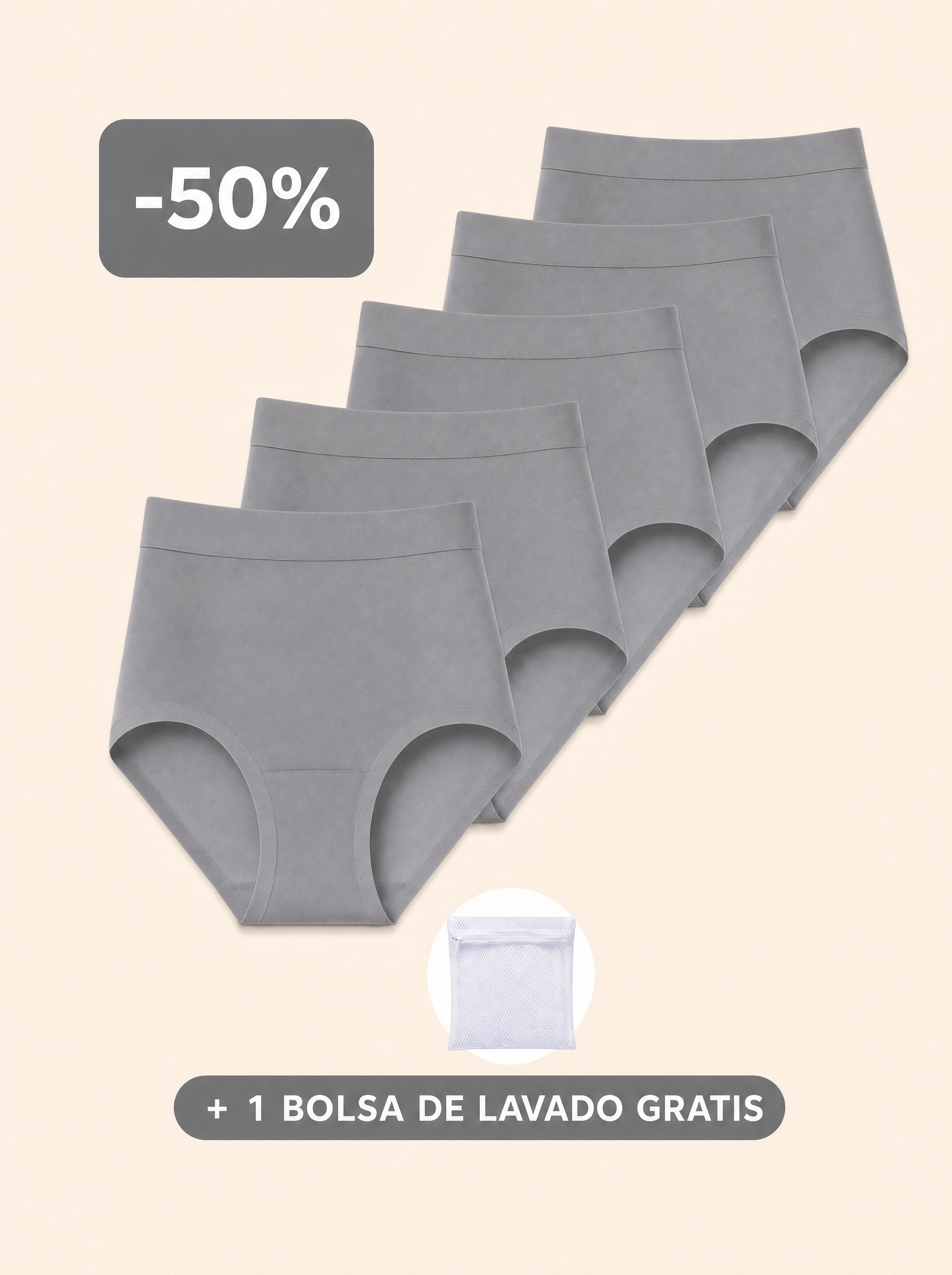 Rosa's Alta — Bragas Antifugas Cintura Alta (Pack de 5)