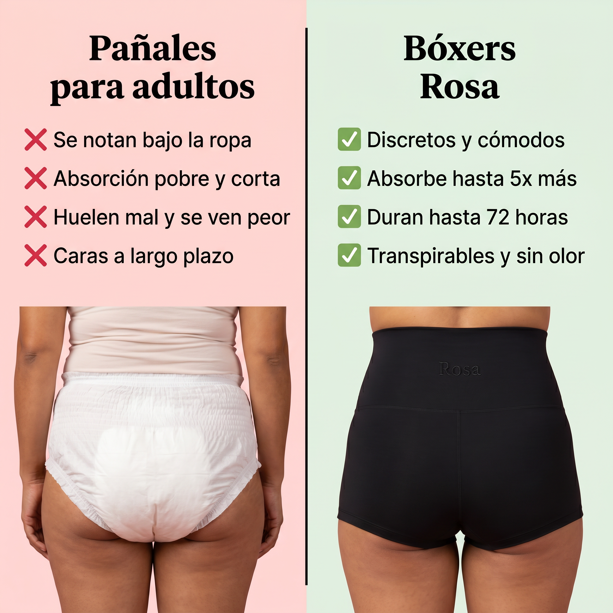 Rosa's Alta — Bragas Antifugas Cintura Alta (Pack de 5)