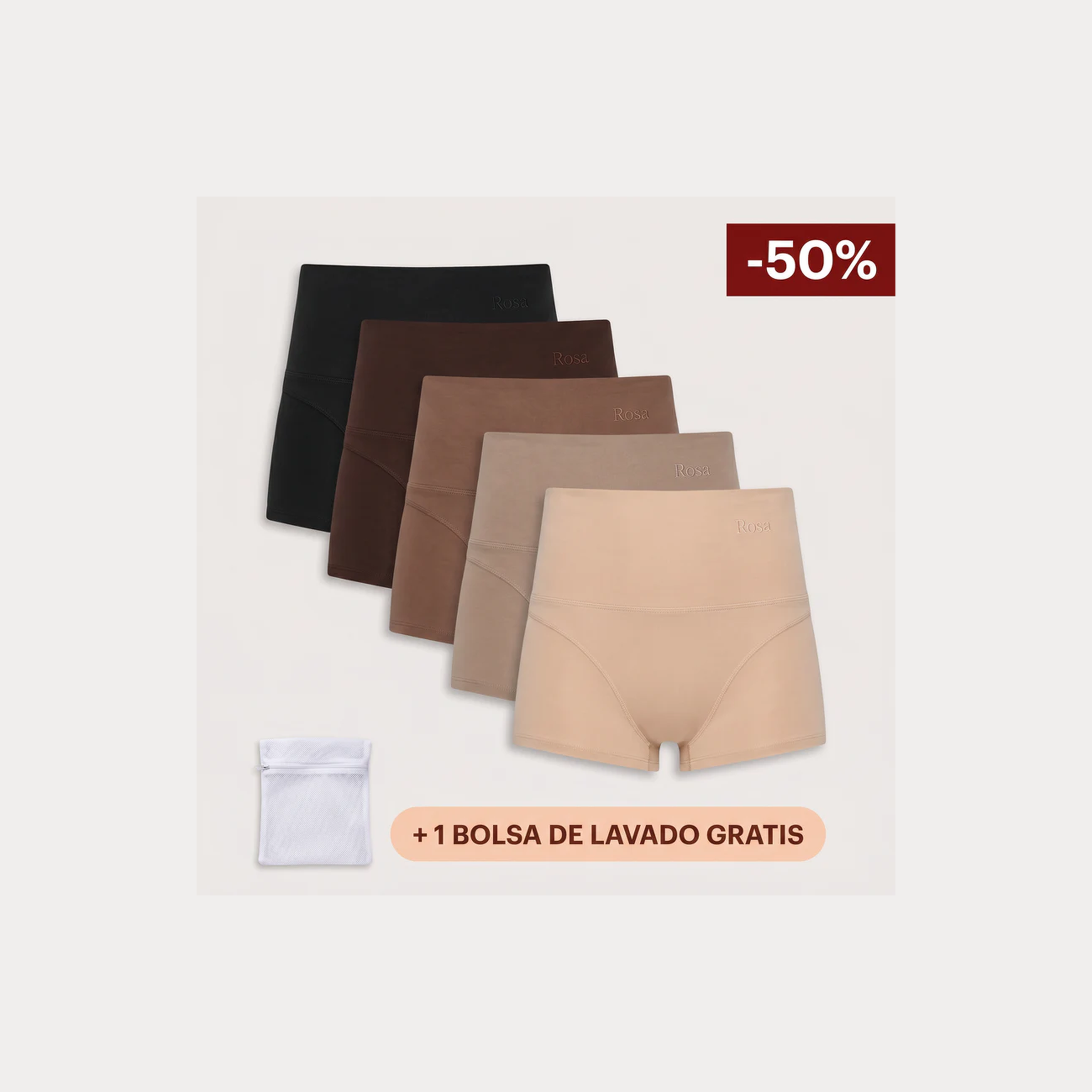 Rosa's Alta — Bragas Antifugas Cintura Alta (Pack de 5)