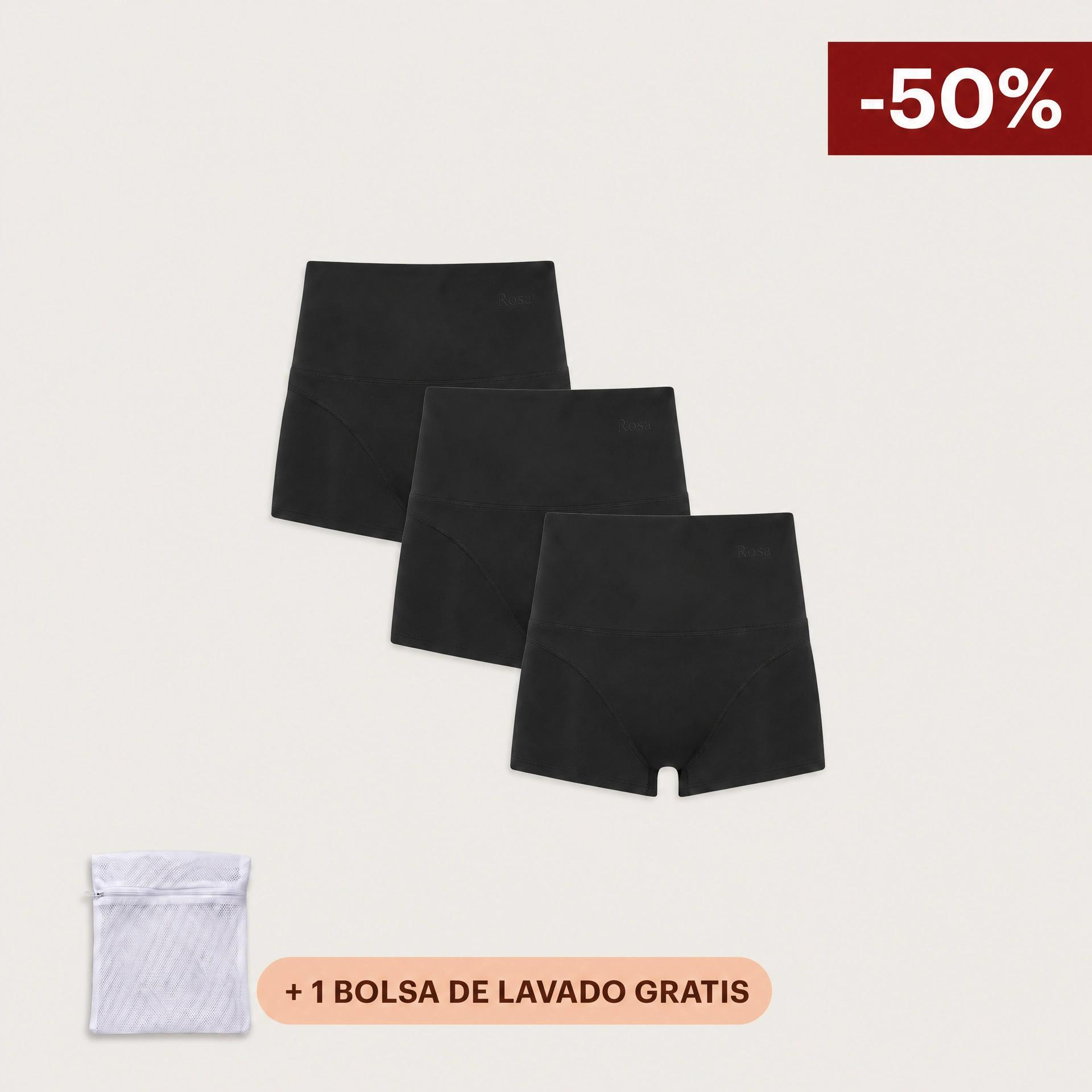 Rosa's Alta — Bragas Antifugas Cintura Alta (Pack de 3)