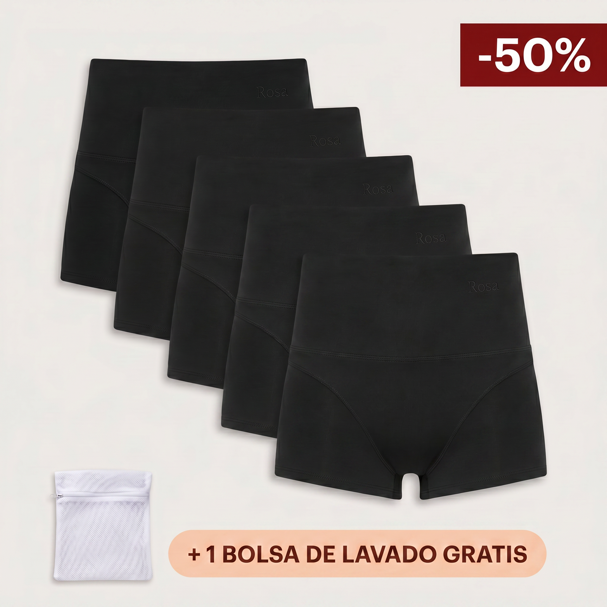 Rosa's Alta — Bragas Antifugas Cintura Alta (Pack de 5)