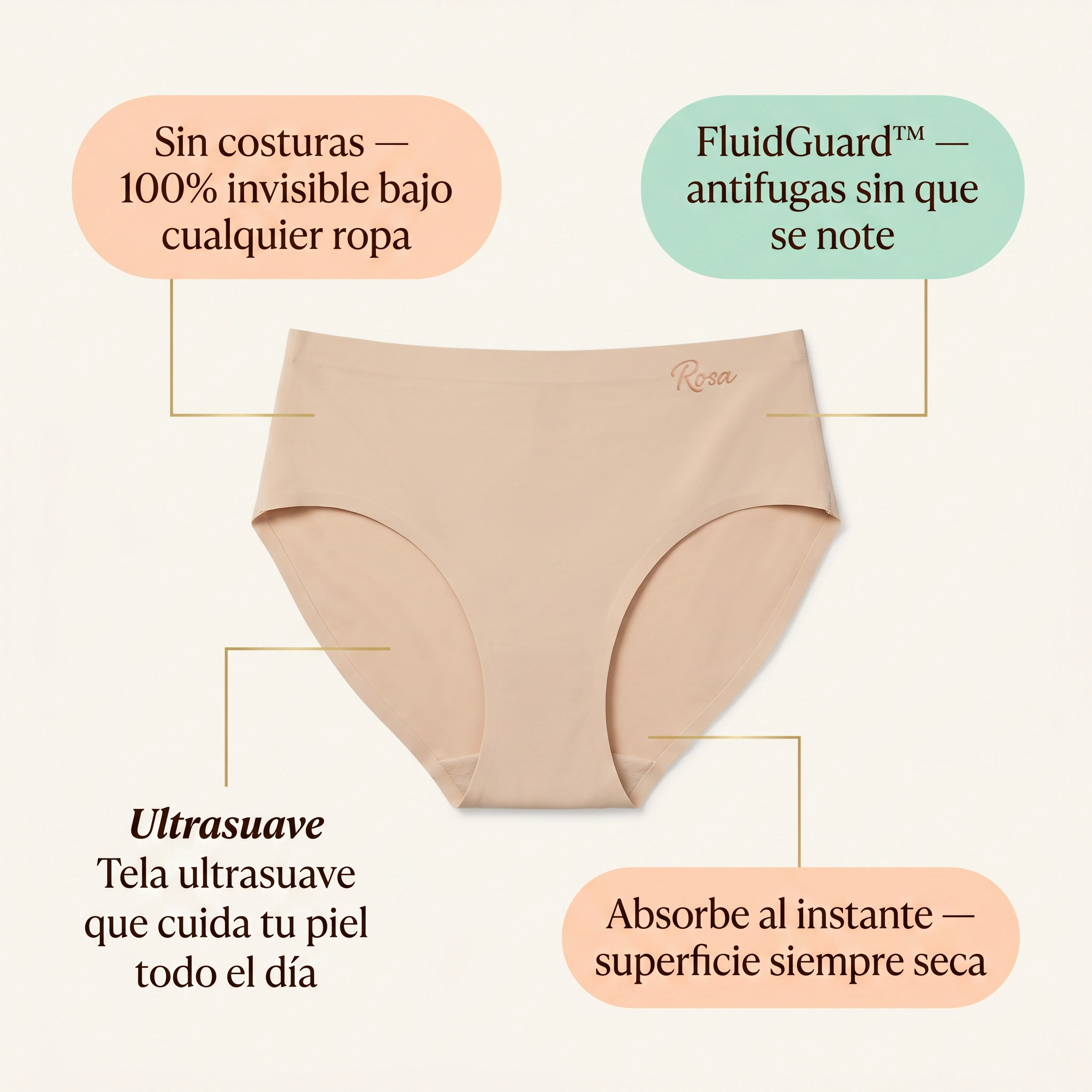 Rosa's Invisible — Bragas Antifugas Sin Costuras (Pack de 5)