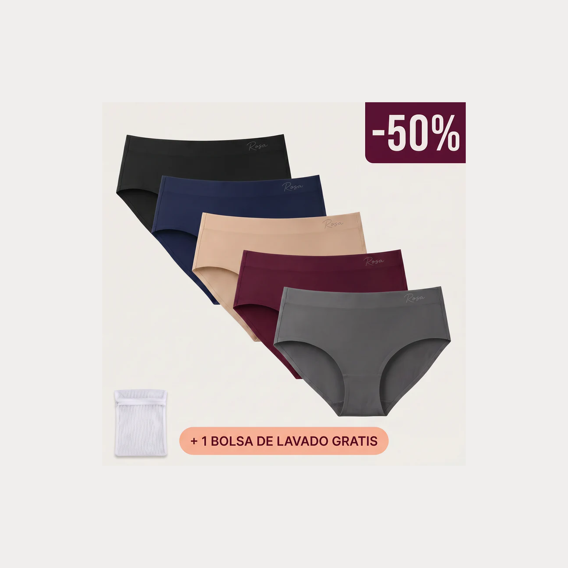 Rosa's Invisible — Bragas Antifugas Sin Costuras (Pack de 5)
